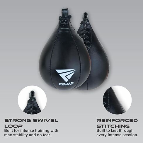 Leather Speed Bag – Boxing Training Punching Ball with Heavy-Duty Hanging Swivel for MMA, Muay Thai, Fitness, and Stress Relief in Kuwait