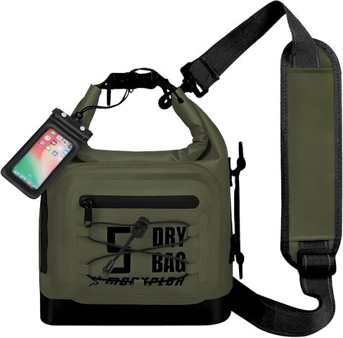 حقيبة جافة مقاومة للماء، 5 لتر/10 لتر/20 لتر/30 لتر، حقيبة ظهر جافة مع حافظة هاتف مقاومة للماء للسباحة، قوارب الكاياك (أزرق سماوي 10 لتر) in Kuwait