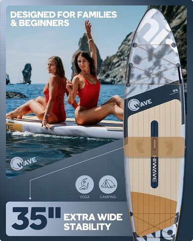 Extra Wide 35" Stand Up Paddleboard for Lake, Ocean and Yoga Touring, 11'6" * 35" *6", Enhanced Balance Stable All Around SUP, 450 lb High Weight Capacity, for Beginners, Intermediate in Kuwait