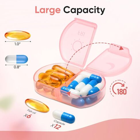 منظم حبوب الدواء الأسبوعي مرتين في اليوم، علبة حبوب منع الحمل المضغوطة لمدة 7 أيام، تذكير الدواء، موزع حبوب السفر المحمول للحبوب والفيتامينات وزيت السمك in Kuwait
