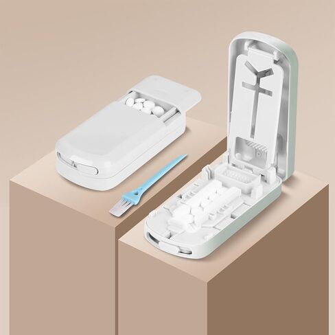 قاطع حبوب احترافي متعدد الوظائف وكسارة للحبوب الصغيرة والصغيرة، 1/2، 1/3 و1/4 مقسم أقراص محمول وقابل للتعديل، قطع أقراص متعددة مع مساحة تخزين (أخضر) in Kuwait