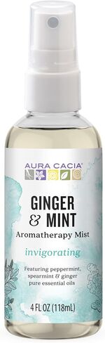 Aura Cacia Ginger and Mint Aromatherapy Mist, Invigorating Essential Oil Blend for Refreshing Rooms, Body Sprays, Aromatherapy | 4 Fl Oz (Pack of 1) in Saudi Arabia