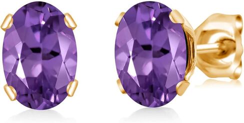 Gem Stone King Canary Mystic Topaz Yellow Gold Plated Stud Earrings For Women Men (1.90 Cttw, Gemstone, Oval 7X5MM) in Saudi Arabia