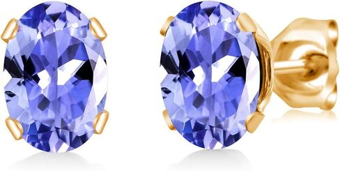 Gem Stone King Canary Mystic Topaz Yellow Gold Plated Stud Earrings For Women Men (1.90 Cttw, Gemstone, Oval 7X5MM) in Saudi Arabia