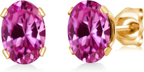 Gem Stone King Canary Mystic Topaz Yellow Gold Plated Stud Earrings For Women Men (1.90 Cttw, Gemstone, Oval 7X5MM) in Saudi Arabia