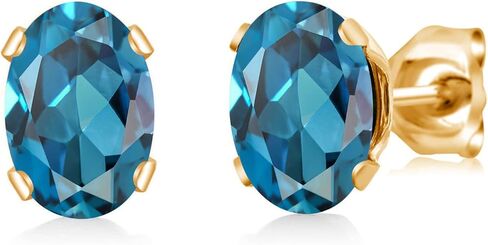 Gem Stone King Canary Mystic Topaz Yellow Gold Plated Stud Earrings For Women Men (1.90 Cttw, Gemstone, Oval 7X5MM) in Saudi Arabia