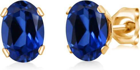 Gem Stone King Canary Mystic Topaz Yellow Gold Plated Stud Earrings For Women Men (1.90 Cttw, Gemstone, Oval 7X5MM) in Saudi Arabia