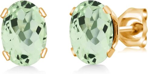 Gem Stone King Canary Mystic Topaz Yellow Gold Plated Stud Earrings For Women Men (1.90 Cttw, Gemstone, Oval 7X5MM) in Saudi Arabia