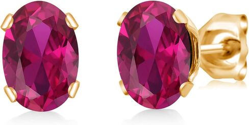 Gem Stone King Canary Mystic Topaz Yellow Gold Plated Stud Earrings For Women Men (1.90 Cttw, Gemstone, Oval 7X5MM) in Saudi Arabia
