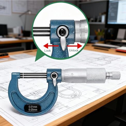ميكرومتر خارجي، أداة دقيقة بدقة 0.0001 بوصة، ميكرومتر دقيق من السبائك، أداة ميكانيكية، ميكرومتر مع حافظة للميكانيكيين والمهندسين والأعمال المعدنية (1-2 بوصة) in Kuwait