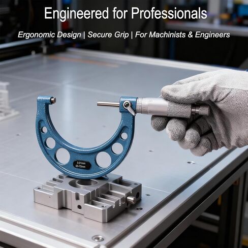 ميكرومتر خارجي، أداة دقيقة بدقة 0.0001 بوصة، ميكرومتر دقيق من السبائك، أداة ميكانيكية، ميكرومتر مع حافظة للميكانيكيين والمهندسين والأعمال المعدنية (1-2 بوصة) in Kuwait