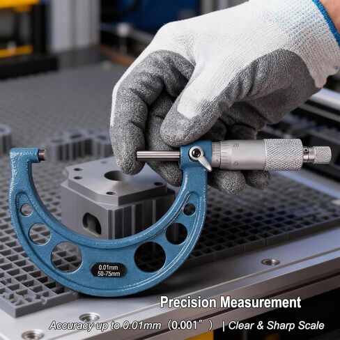 ميكرومتر خارجي، أداة دقيقة بدقة 0.0001 بوصة، ميكرومتر دقيق من السبائك، أداة ميكانيكية، ميكرومتر مع حافظة للميكانيكيين والمهندسين والأعمال المعدنية (1-2 بوصة) in Kuwait
