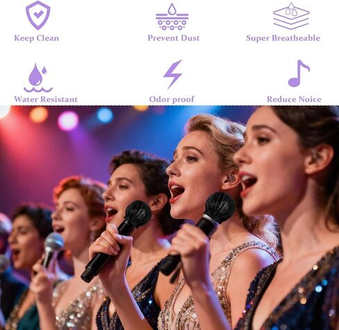 600Pcs Disposable Microphone Covers, Black Non-Woven Mic Covers with Elastic Band, Hygienic Windscreen Protector for KTV, Karaoke, Recording Studio, Stage Performance in Saudi Arabia