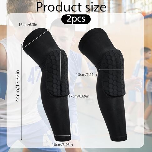 2 Pack Basketball Knee Pads Sleeves, Knee Compression Sleeves Men Women, EVA Honeycomb Leg Compression Sleeve Outdoor Sports Sleeve for Wrestling Football Volleyball Soccer Skating (Medium, Black) in Saudi Arabia
