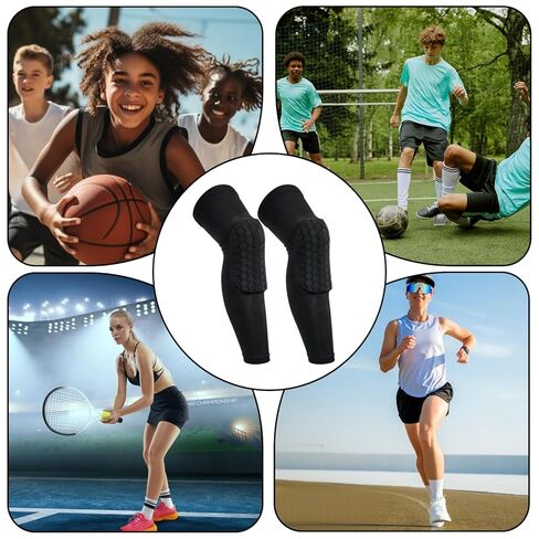2 Pack Basketball Knee Pads Sleeves, Knee Compression Sleeves Men Women, EVA Honeycomb Leg Compression Sleeve Outdoor Sports Sleeve for Wrestling Football Volleyball Soccer Skating (Medium, Black) in Saudi Arabia