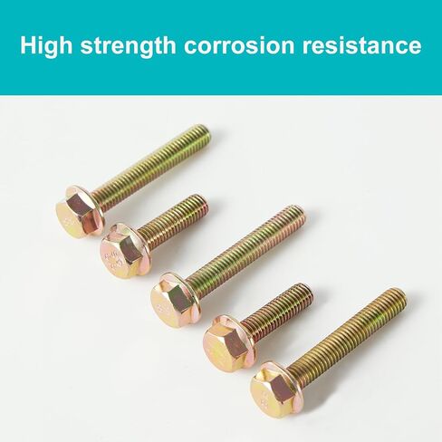 M10 x 35mm 10pcs Flanged Hex Head Bolts, M10 x 1.5 Bolts, Flange Hexagon Head Screws, 8.8 Grade Alloy Steel, Yellow Zinc Plated, Metric Fully Thread in Saudi Arabia