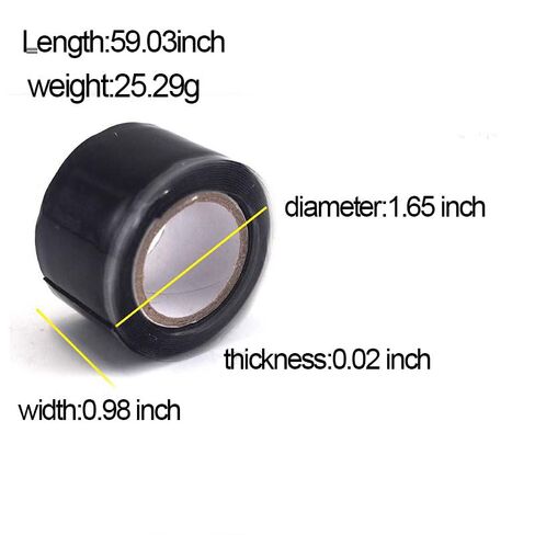 Self Fusing Silicone Tape 1 Inch x 59.1 Inch, Self Amalgamating Tape, Waterproof Heat Resistant Electrical Insulation for Plumbing Hose Repair Automotive Fixing and Home Maintenance, Black in Saudi Arabia