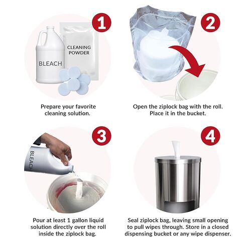 Dry Wipe Kit: 7200 Wipes (7" x 6"): Make Your Own Wet Wipes Using Your Preferred Cleaning Solution: 6 Mega Rolls + 4 Dispensing Buckets in Kuwait