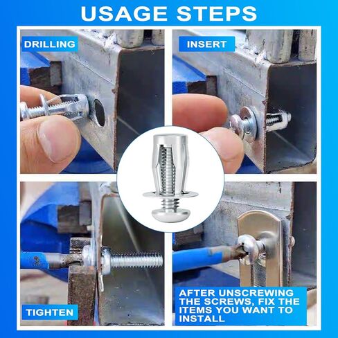 صواميل جاك مرساة جدارية مجوفة شديدة التحمل للجدران الرقيقة، صامولة بتلات لولبية للتوسيع، تصميم بتلة إدراج، 20 حزمة (M4x25(1")) in Kuwait