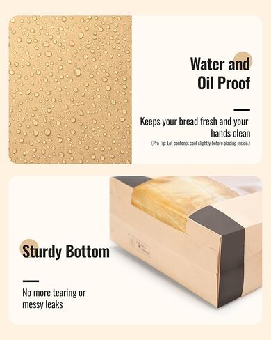 100 قطعة من أكياس الخبز الورقية للخبز المنزلي، أكياس العجين المخمر مقاس 14 × 8.3 × 3.5 بوصة مع قفل من القصدير، أكياس تخزين الخبز الكبيرة، تتضمن 126 ملصقًا لطيفًا in Kuwait
