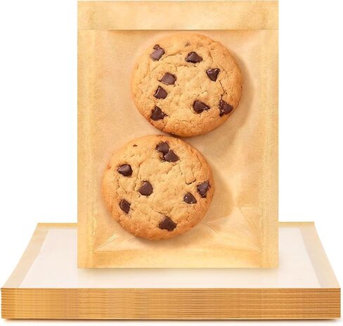 100 Pack Cookie Bags with Seal, 5.1 x 7.5 Inch Small Paper Bakery Bags with Window Heat-Sealable Individual Pastry Bag for Packaging Cookies, Donuts in Kuwait