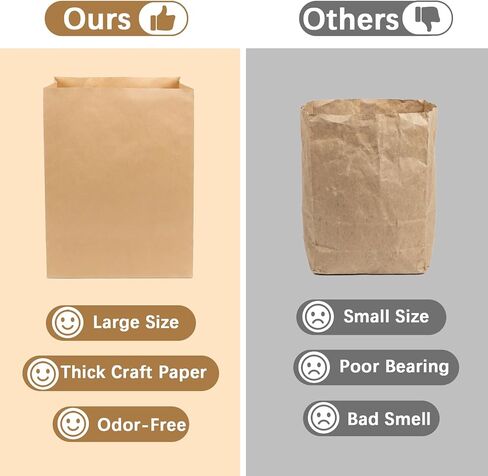 100 قطعة من أكياس البقالة الورقية، أكياس ورق كرافت بنية مقاس 12 × 7 × 17 بوصة، أكياس بقالة كبيرة بوزن 60 رطلًا شديدة التحمل للتسوق وتخزين الوجبات الجاهزة بالتجزئة | كرافت صديقة للبيئة، سعة كبيرة، 60 رطلاً للخدمة الشاقة in Kuwait