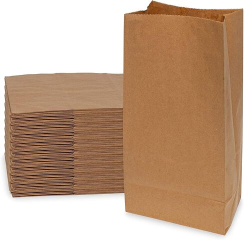 Prime Line Packaging Disposable Kraft Paper Bags, Lunch Bags for Sandwich, Take Out, Goodies, Party Favors, Bakery Use, Party Favors, Bulk, 6.13x4x12.25, 100 Pack (8 LB) in Kuwait