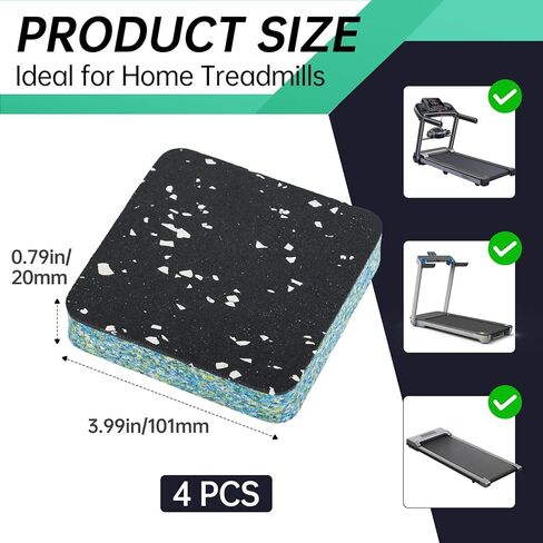 Treadmill Incline Riser Blocks, 4 PCS Walking Pad Incline Blocks, High-Density Rubber Top and Foam Base, Noise Reduction and Shock Absorption Mats, Ideal for Walking and Uphill Training at Home in Kuwait