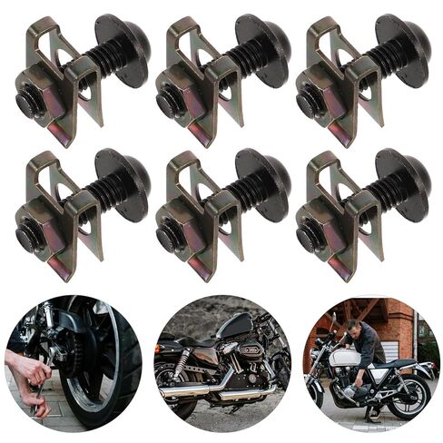 10pcs 6mm Motorcycle Fairing Screws Kit Aluminum Alloy Self-Tapping Fastener Clips for Bodywork Windshield Skid Plate Assembly Black in Kuwait
