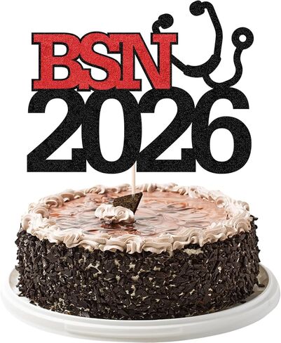 BSN 2025 Cake Topper - فئة 2025 تخرج الممرضة تخرج الديكور ، تهانينا ، مستلزمات زخارف التخرج من مدرسة التمريض/الكلية ، اللوازم الأسود والأحمر in Kuwait