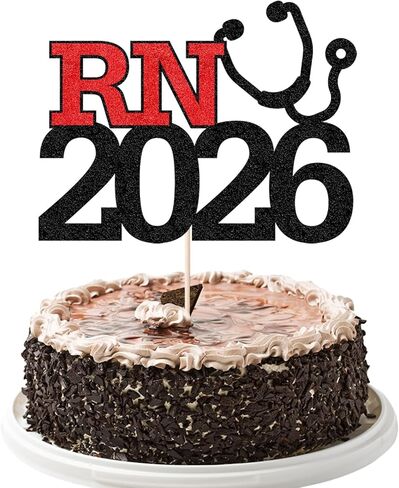 BSN 2025 Cake Topper - فئة 2025 تخرج الممرضة تخرج الديكور ، تهانينا ، مستلزمات زخارف التخرج من مدرسة التمريض/الكلية ، اللوازم الأسود والأحمر in Kuwait