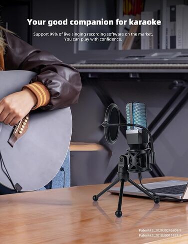ميكروفون USB، مكثف قلبي، إضاءة RGB، مجموعة حامل ثلاثي القوائم مرن برقبة معقوفة، مناسب لأجهزة الكمبيوتر والهواتف والبث المباشر والتسجيل in Saudi Arabia