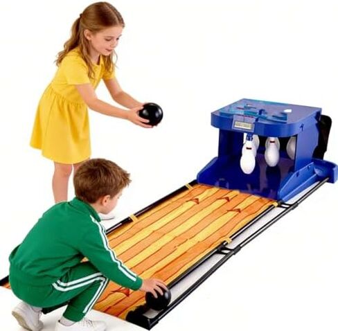 Indoor Family Bowling Game with Automatic Reset, LED Scoreboard, Lighting & Sound Effects - Fun Interactive Console for Kids & Adults in Saudi Arabia