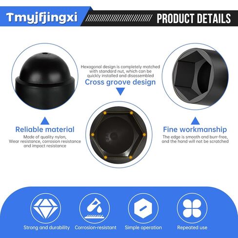 170PCS 7Sizes Plastic Screw Bolt Covers Caps Black Hex Nut Covers Caps M3 M4 M5 M6 M8 M10 M12 YY021 in Kuwait