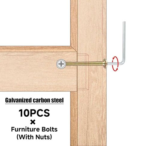 M6 x 100mm Bunk Bed Bolts, 10 Pack Bunk Bed Hardware Replacement Kit, Hex Socket Bed Bolts for Wooden Bed, Carbon Steel Headboard Screws for Bed Frame, Chair Spare Connector Parts in Saudi Arabia