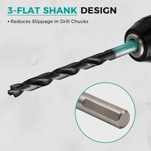 21 Pcs Cobalt Drill Bit Set (Pro), M35 Cobalt Drill Bit with Bullet Point Tip, Titanium Aluminum Nitride Coated (TiAlN), 3-Flats Shank, for Hardened Metal, Stainless Steel, Plastic, 1/16" - 1/2" in Saudi Arabia