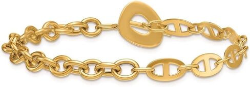 14K Yellow Gold Polished Anchor/Cable Link 7.5 inch Toggle Bracelet in Saudi Arabia