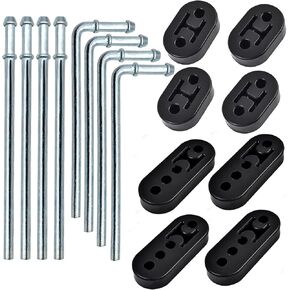 Heavy Duty Rubber Exhaust Hanger Rod Set, 7.6" Long 3/8"Rod 90° + 10" Long Straight Muffler Hanger + 2 Hole 4 Hole Rubber EPDM Bushing Exhaust Rubber Hanger for Automotive (16Pcs) in Kuwait