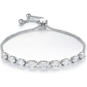 MDFUN Bracelet for Women 18k White Gold Plated Created Round Opal Simple Adjustable Tennis Opal Bracelet in Saudi Arabia
