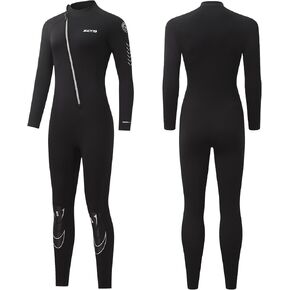 Skyone 1.5 مم بدلة غطس من النيوبرين للرجال والنساء، بدلة غطس بسحاب أمامي لكامل الجسم، قطعة واحدة بدلة غوص بأكمام طويلة دافئة لركوب الأمواج والغطس والسباحة والتجديف بالكاياك in Kuwait