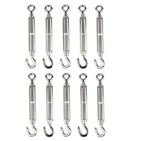 10Pcs M8 Eye & Eye Turnbuckle Heavy Duty Tensioner Adjustable Shade Sail Hardware for Tightening Up Metal Cable Wire 5/16" in Kuwait