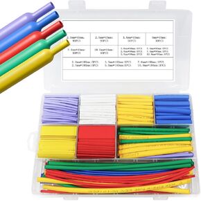 مجموعة أنابيب الانكماش الحراري 176 قطعة 2:1 باللون الأسود، 6 أحجام متنوعة من أكمام الكابلات الكهربائية، أنبوب الانكماش الحراري لحماية الكابل، مقاوم للحرارة ومقاوم للماء ومعزول mbox (لون) in Kuwait