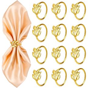 12 Pcs Gold Napkin Rings Set, Metal Fall Leaf Napkin Ring Holders for Christmas Thanksgiving Valentine Wedding Birthday Party Festive Dinner Banquet Table Decorations in Kuwait