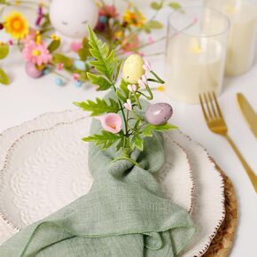 مجموعة حلقات مناديل عيد الفصح من المزرعة المكونة من 12 قطعة، حلقة منديل الربيع مع أوراق خضراء لبيض عيد الفصح لحفلات العشاء، والولائم، والمناديل، وديكور الطاولة in Kuwait