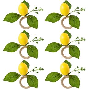 مجموعة حلقات مناديل الليمون الربيعية من APTWOW مكونة من 6 قطع - حامل مناديل أوراق الليمون الأصفر والأخضر، حلقات مناديل المزرعة لعيد الفصح وحفلات الزفاف وأعياد الميلاد وديكور الطاولة الصيفية in Kuwait