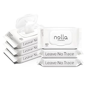Nolla Flushable Wipes, 100% Plant-Based, Plastic-Free and Biodegradable - For Adults and Kids - Unscented + Soothing Aloe and Vitamin E 360 Count (6 Packs of 60) in Kuwait