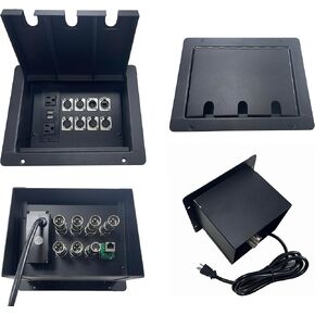 ProCraft Recessed Floor Pocket - High-Capacity Stage Pocket with A 2-Hole Lid; 1 Wired AC Outlet; and 6 XLR Female, 1 XLR Male, and 1 RJ45 Connectors in Kuwait