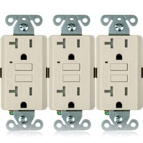 الإيمان [10 عبوات] منافذ 20A GFCI رفيعة، مدرجة في قائمة ETL، أوعية GFI المزدوجة المقاومة للتلاعب مع مؤشر LED، قاطع دائرة الأعطال الأرضية للاختبار الذاتي مع لوحة حائط، لوز خفيف، 10 قطع in Kuwait