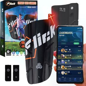 Flick Smart Soccer Tracker with Shin Guards - Track and Anaylze Performance - Soccer Accessory for Training and Games - Extremely Lightweight - One Size Fits All in Saudi Arabia