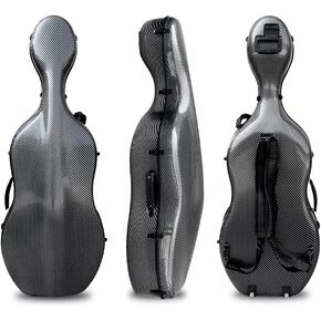Carbon Fiber Cello Case,4/4 Size Hard Shell Cello Case with Wheels/Backpack Straps,Built-in Handle Waterproof Durable,Strong & Ultralight,Cover for Storage/Travel (Champagne color) in Kuwait